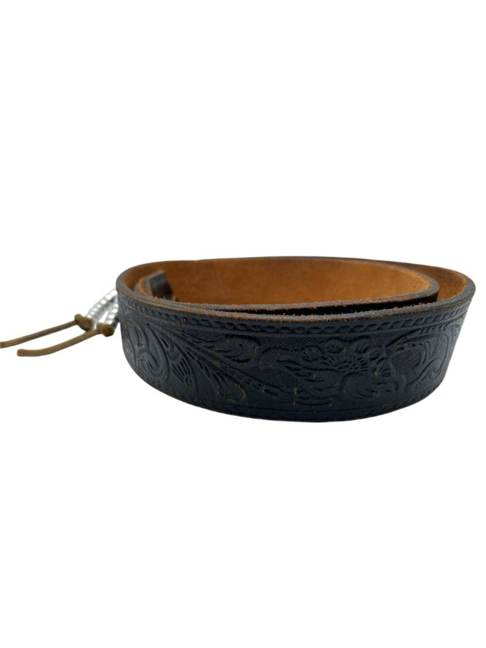 Vintage Tex Tan Belt Cowhide Leather Black Floral Tooling Texas Marked! 36-32" - Picture 4 of 7